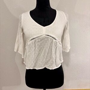 Hollister Cream Blouse with Textured Detail